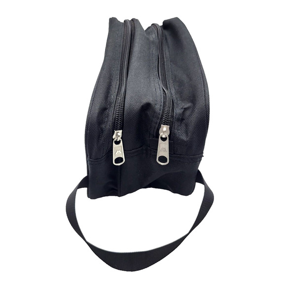 Everest Black Dual Compartment Toiletry Travel Bag Carry Handle Zipped 9.5x6x5" - Picture 2 of 6